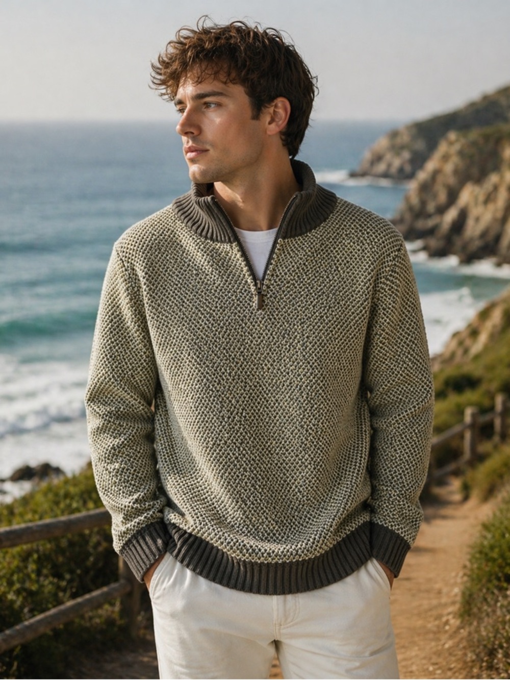 White Stuff Attadale Funnel Neck Sweater in Olive- Sz M- NWT